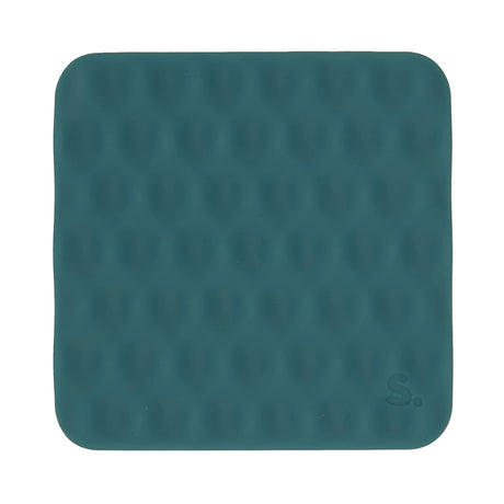 Square dark green silicone sensory sticker with a mesh-like textured pattern.