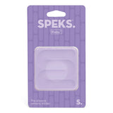 Speks Slabs square light purple silicone sensory sticker in retail packaging.