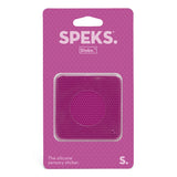 Speks Slabs square silicone sensory sticker in purple packaging.