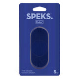 Speks Slabs oval blue grooved silicone sensory sticker in retail packaging.
