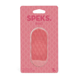 Speks Slabs oval pink textured silicone sensory sticker in retail packaging.