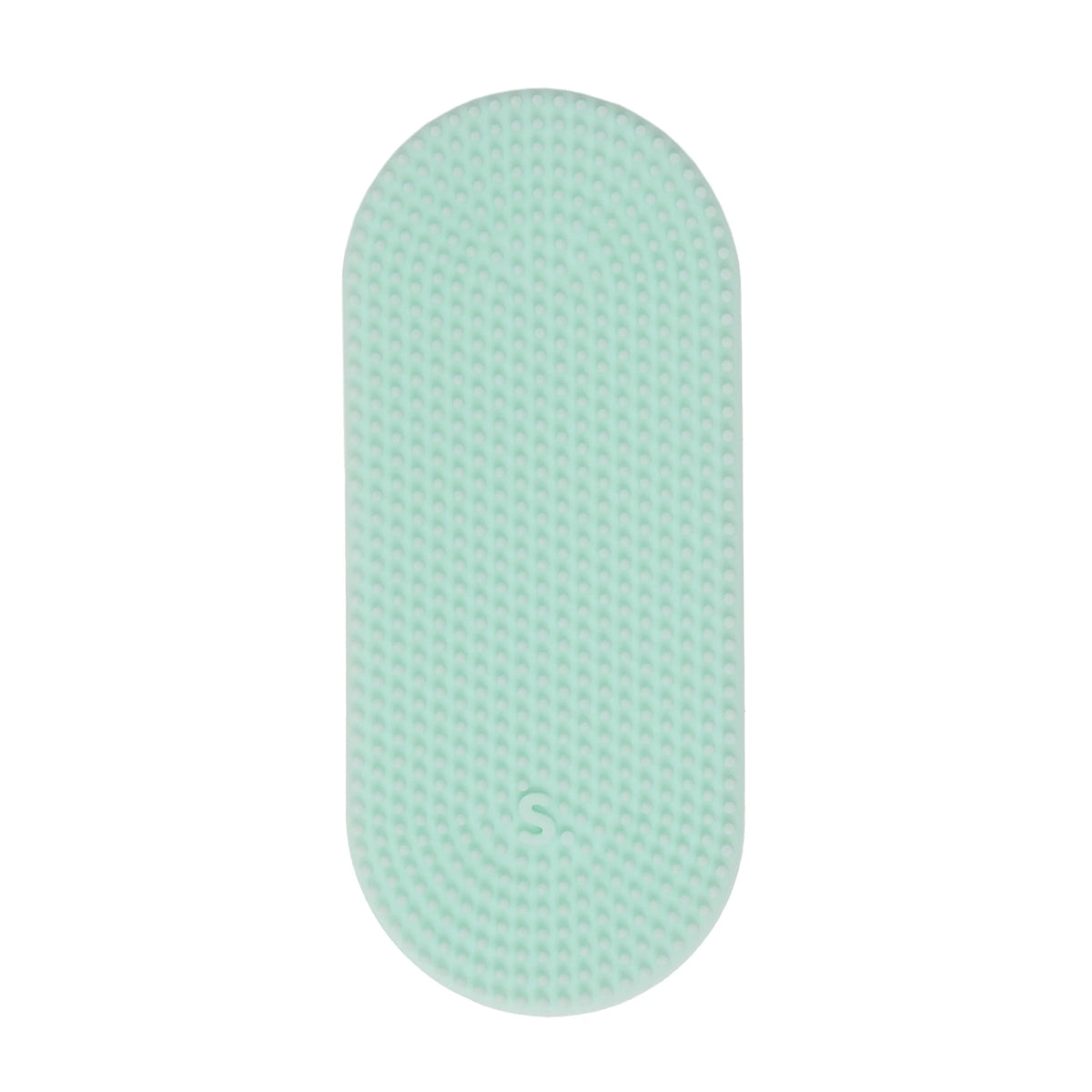 Oval light green silicone sensory sticker featuring a fine, bumpy textured surface.