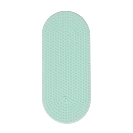 Oval light green silicone sensory sticker featuring a fine, bumpy textured surface.