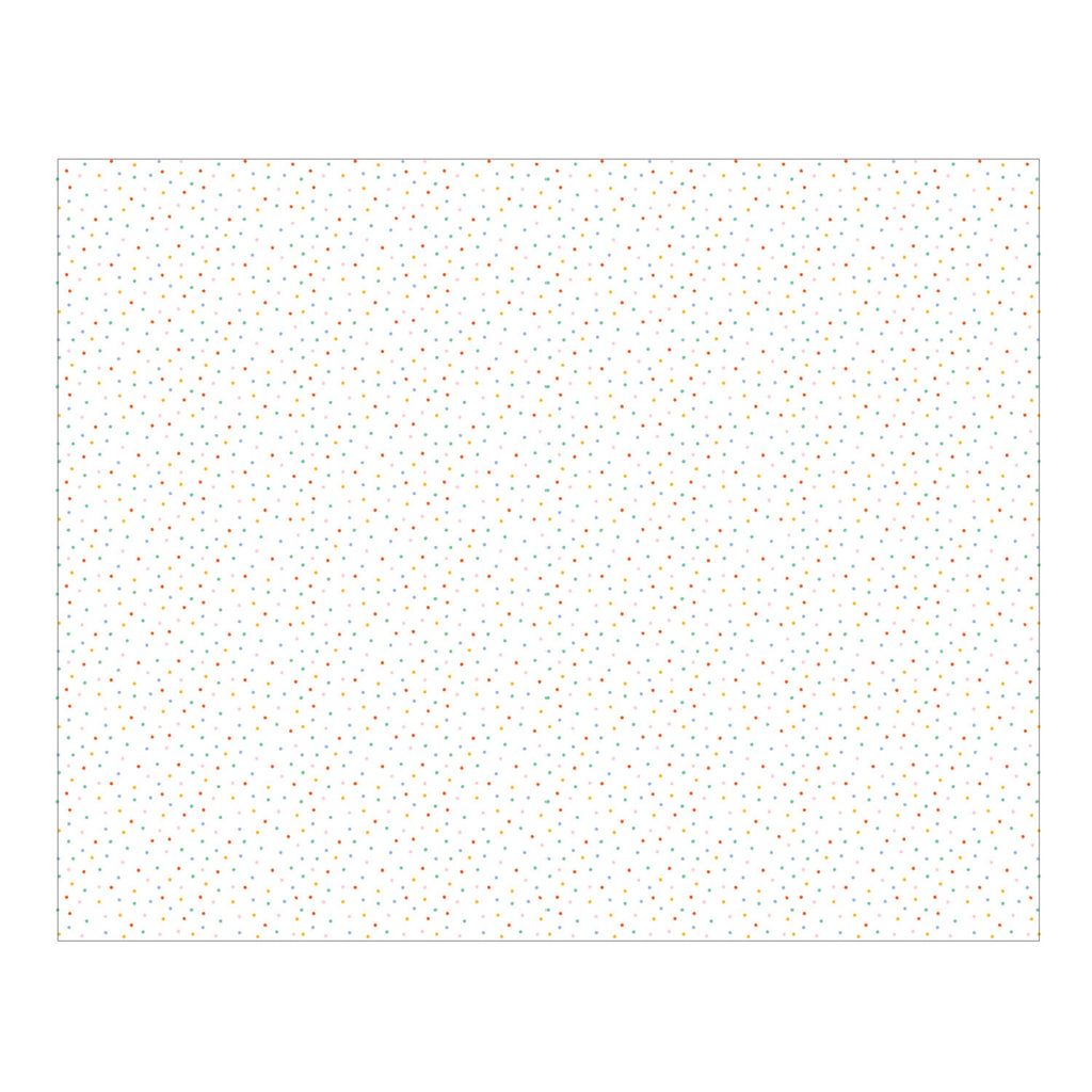 Featuring a white background with colourful spots, perfect for brightening up party tables with a playful touch.