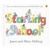 Cover of Starting School by Janet and Allan Ahlberg featuring children playing on large, colorful letters.