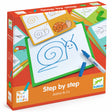 Djeco Eduludo Step by Step Animo & Co drawing kit for kids with whiteboard, marker, and animal template cards.