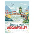 Stories from Moominvalley book cover featuring Moomintroll and Snufkin sitting on a bridge over a river.