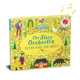 The Story Orchestra: Peter and the Wolf children’s musical book cover with colorful illustrations and a sound button.