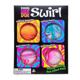 Teenie NeeDoh Swirl multipack squishy fidget toys featuring Peachy Squeeze, Cotton Twirl, Squishberry, and Blushmallow.