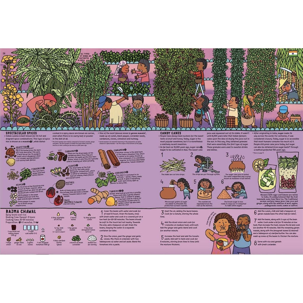A colorful and engaging book that takes readers on a global culinary adventure, exploring unique foods, flavors, and dining traditions from various countries.