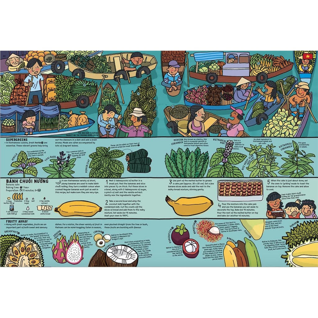 A colorful and engaging book that takes readers on a global culinary adventure, exploring unique foods, flavors, and dining traditions from various countries.