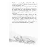 An inside page of The BFG book featuring text from the story and a small black-and-white illustration at the bottom.