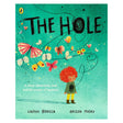 The Hole book cover by Lindsay Bonilla and Brizida Magro, featuring a child with red hair and colorful butterflies.