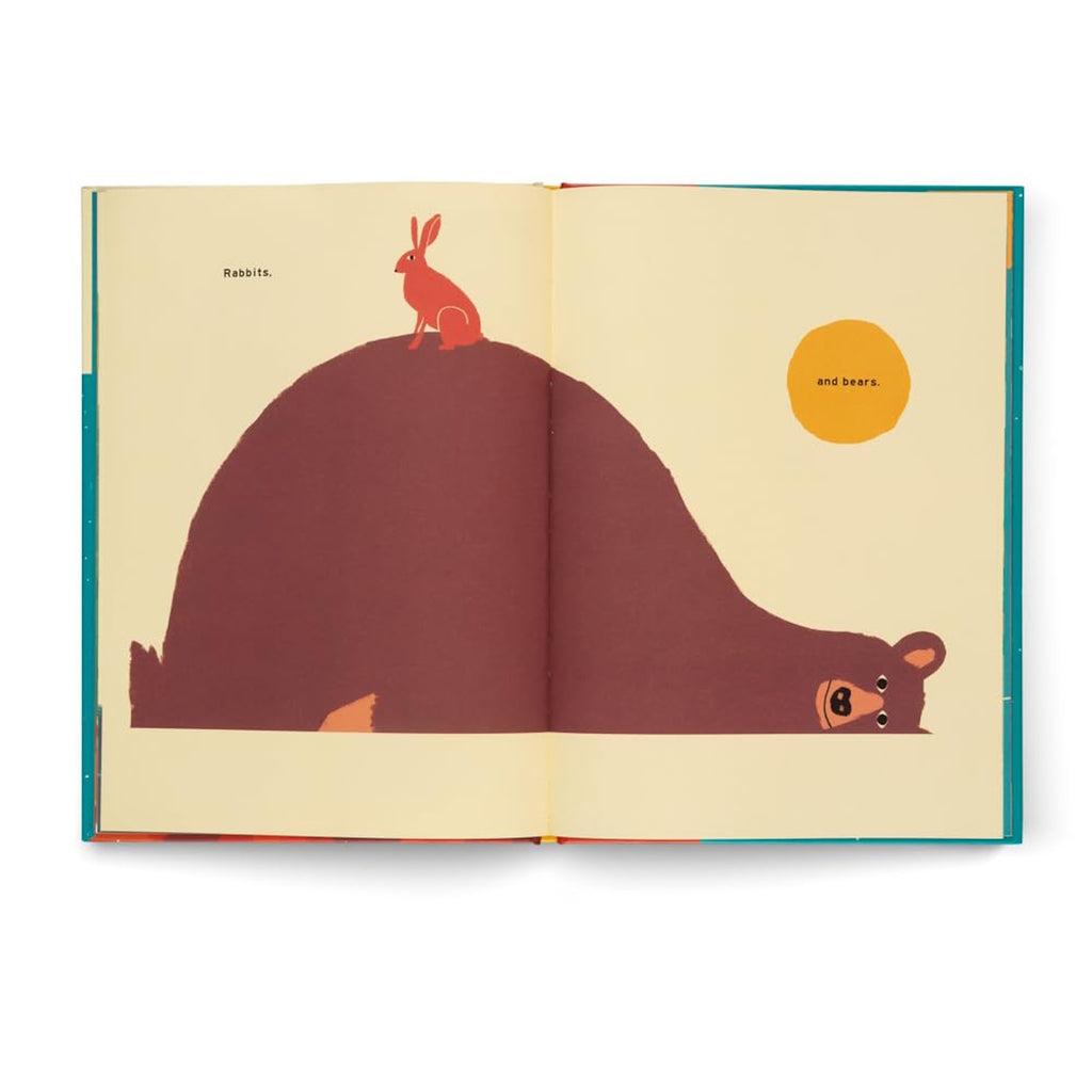 The Mountain hardcover children's book by Little Gestalten, showing a vibrant illustration of a mountain landscape with children hiking, animals, trees, and rocky peaks.