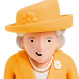 A stylized figure with a cheerful expression wears a yellow hat adorned with a flower and matching suit, contrasted against a white background.