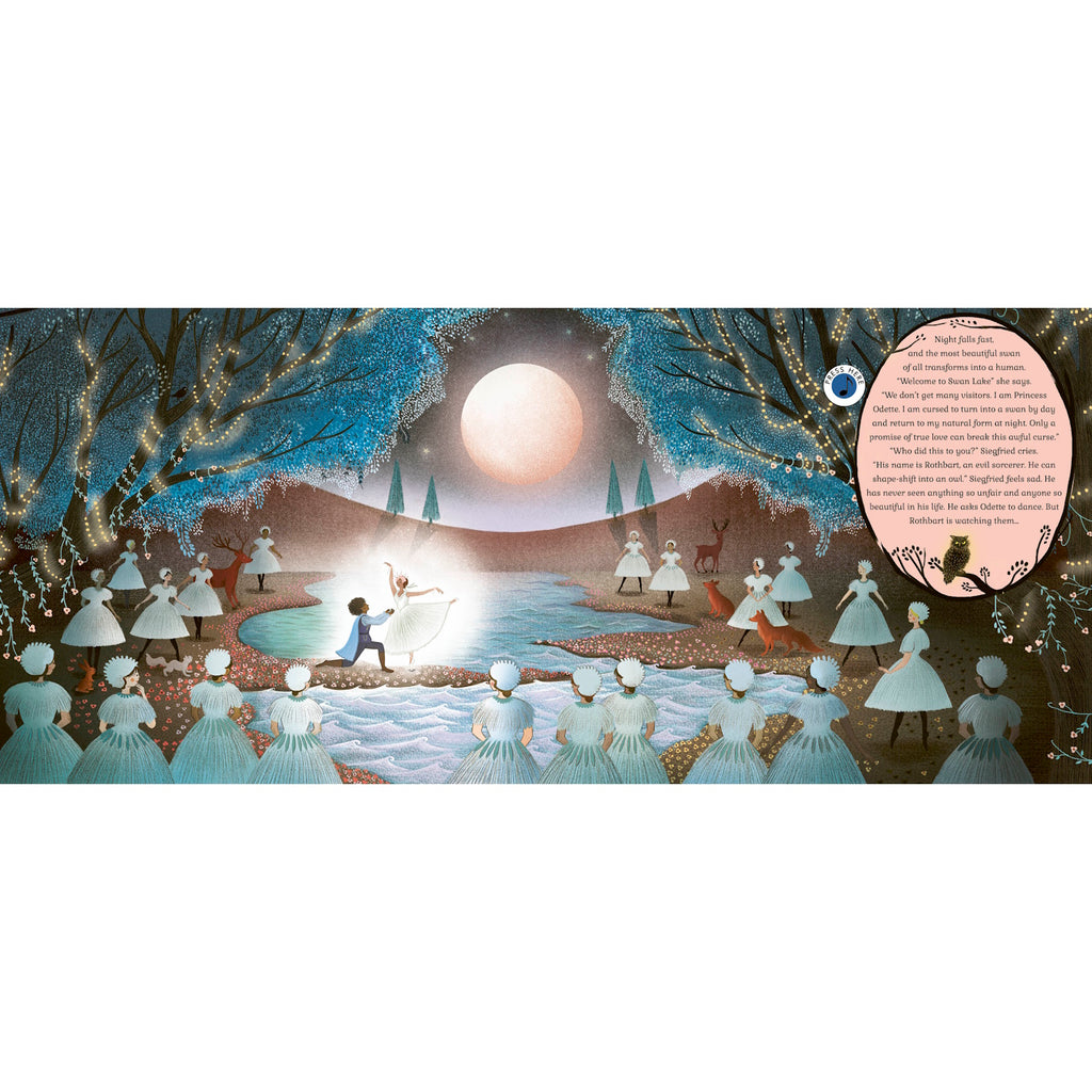 A beautifully illustrated musical book that tells the classic tale of Swan Lake, featuring sound buttons that play excerpts from Tchaikovsky’s enchanting ballet score.