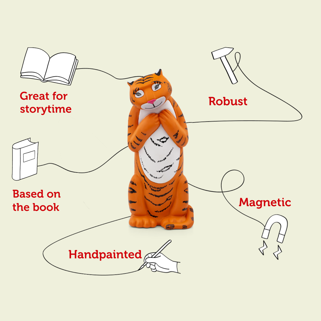 A playful orange tiger figurine, exuding a whimsical and cheerful vibe.
