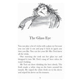 Black and white page 9 from The Twits with a rough illustration of Mr. Twit and text titled The Glass Eye.
