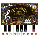 The Story Orchestra I Can Play book cover with colorful piano keys, musical notes, and whimsical illustrations.