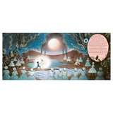 Swan Lake children's book illustration of a moonlit ballet scene by a lake with dancers and fairy tale forest animals.