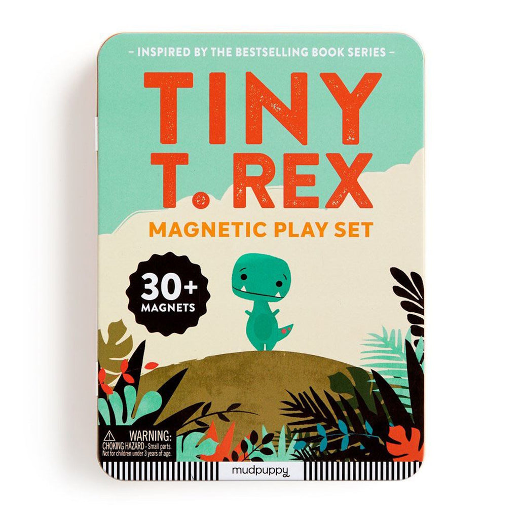A fun and interactive play set featuring magnetic pieces of Tiny T. Rex and his friends, perfect for imaginative play and storytelling.