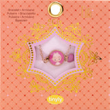 A charming children's bracelet from Djeco's Tinyly collection featuring a delicate gold-colored chain adorned with a small figurine charm of Elfe, a whimsical character with wings.