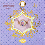 A children's bracelet from Djeco's Tinyly collection featuring a gold-colored chain and a charm of Joe, a character depicted with a horse and a heart-shaped accessory.