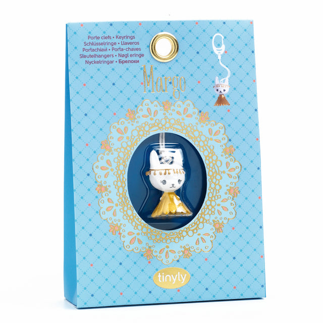 The Margo Tinyly Key Ring by Djeco is a delightful accessory featuring a finely sculpted pendant of Margo, an adorable kitten character from Djeco's Tinyly collection.