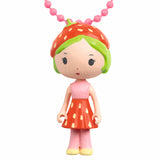 A pink metal chain necklace featuring a finely sculpted figurine of Berry, a character from Djeco's Tinyly collection.