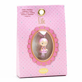 A colorful necklace featuring a finely sculpted figurine of Elfe, a character from Djeco's Tinyly collection.