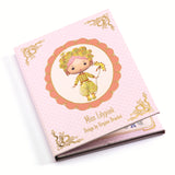The set includes a cardboard booklet with a central illustration of Miss Lilypink and four sheets of reusable vinyl stickers, allowing children to dress and accessorize her in various outfits.
