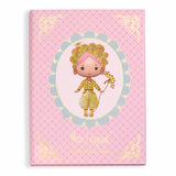 The set includes a cardboard booklet with a central illustration of Miss Lilypink and four sheets of reusable vinyl stickers, allowing children to dress and accessorize her in various outfits.