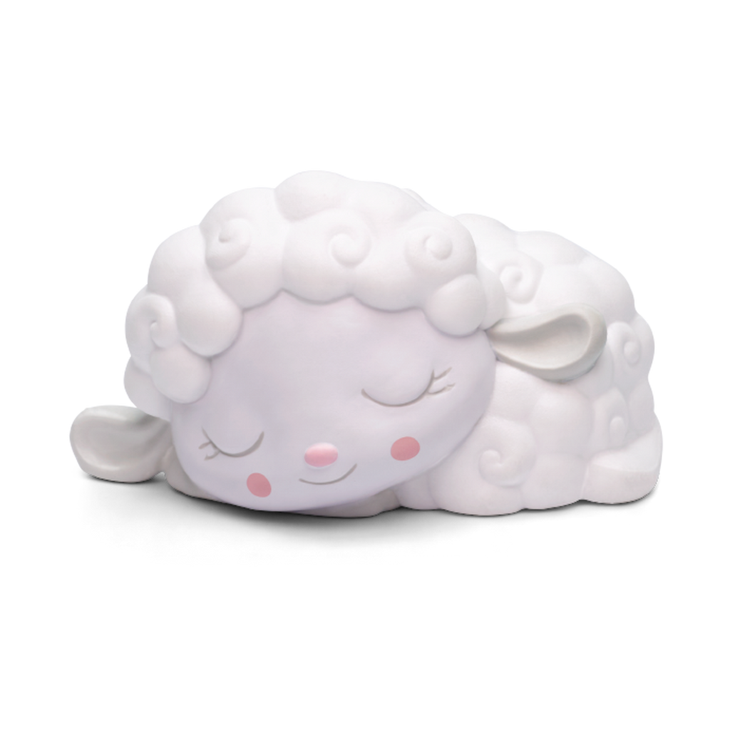 A cute, cartoon-style sleeping lamb with closed eyes, resting on a white background. The lamb has fluffy curls and rosy cheeks, conveying peace.