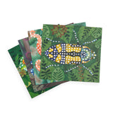 Four animal mosaic art boards featuring a beetle, chameleon, and octopus with numbered guides for sticker placement.