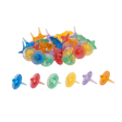 A set of spinning sensory toys with clear, colorful discs that create visual effects, ideal for exploring color mixing and motion.