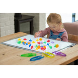 A set of spinning sensory toys with clear, colorful discs that create visual effects, ideal for exploring color mixing and motion.