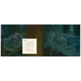 Illustration of children and parents sleeping in beds from the book Twas the Night Before Christmas.