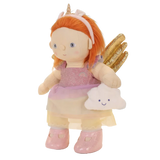 Olli Ella Dinkum Doll wearing a rainbow unicorn outfit set with gold wings.