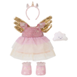 Olli Ella Dinkum Dolls Unicorn Outfit Set with a pink tulle dress, gold wings, headband, and shoes.