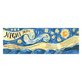 Vincent van Gogh inspired "Night Skies" book illustration featuring swirling blue patterns and golden glowing stars.