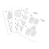 Vilac Batibloc building guide sheets showing step by step construction diagrams for wooden planks.
