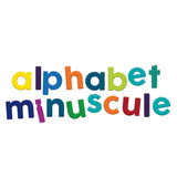 Colorful lowercase magnetic toy letters spelling alphabet minuscule.