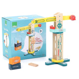 Vilac wooden Crane Docker toy with CMA CGM cargo containers and original packaging for kids aged 3 and up.