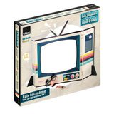 Vilac La Teloch Retro wooden pretend television set toy packaging box on white background.