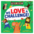 Book cover titled "We Love a Challenge!" featuring a mouse surrounded by cheerful, active animals.