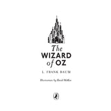 Title page of The Wizard of Oz by L. Frank Baum, featuring illustrations by David McKee and the Puffin Books logo.
