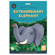 Packaging for a "Create Your Own Extraordinary Elephant" kit, featuring a 3D elephant head amid lush green foliage and vibrant red flowers.