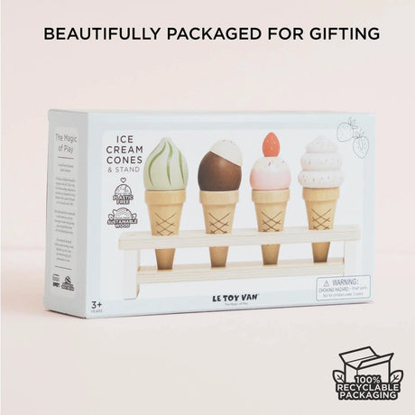 Packaging box for the Le Toy Van wooden ice cream cones and stand set.