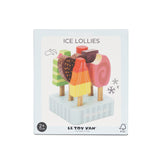 Le Toy Van Honeybake wooden ice lollies toy box featuring colorful wooden popsicles on a stand.