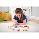 A set of brightly painted wooden marine animals, perfect for imaginative play, storytelling, and early learning activities.